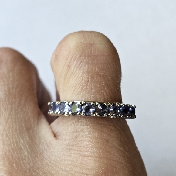 Genuine Tanzanite Ring Platinum over Sterling Silver Sz 5!  Arthritis Shank - Picture 8 of 11